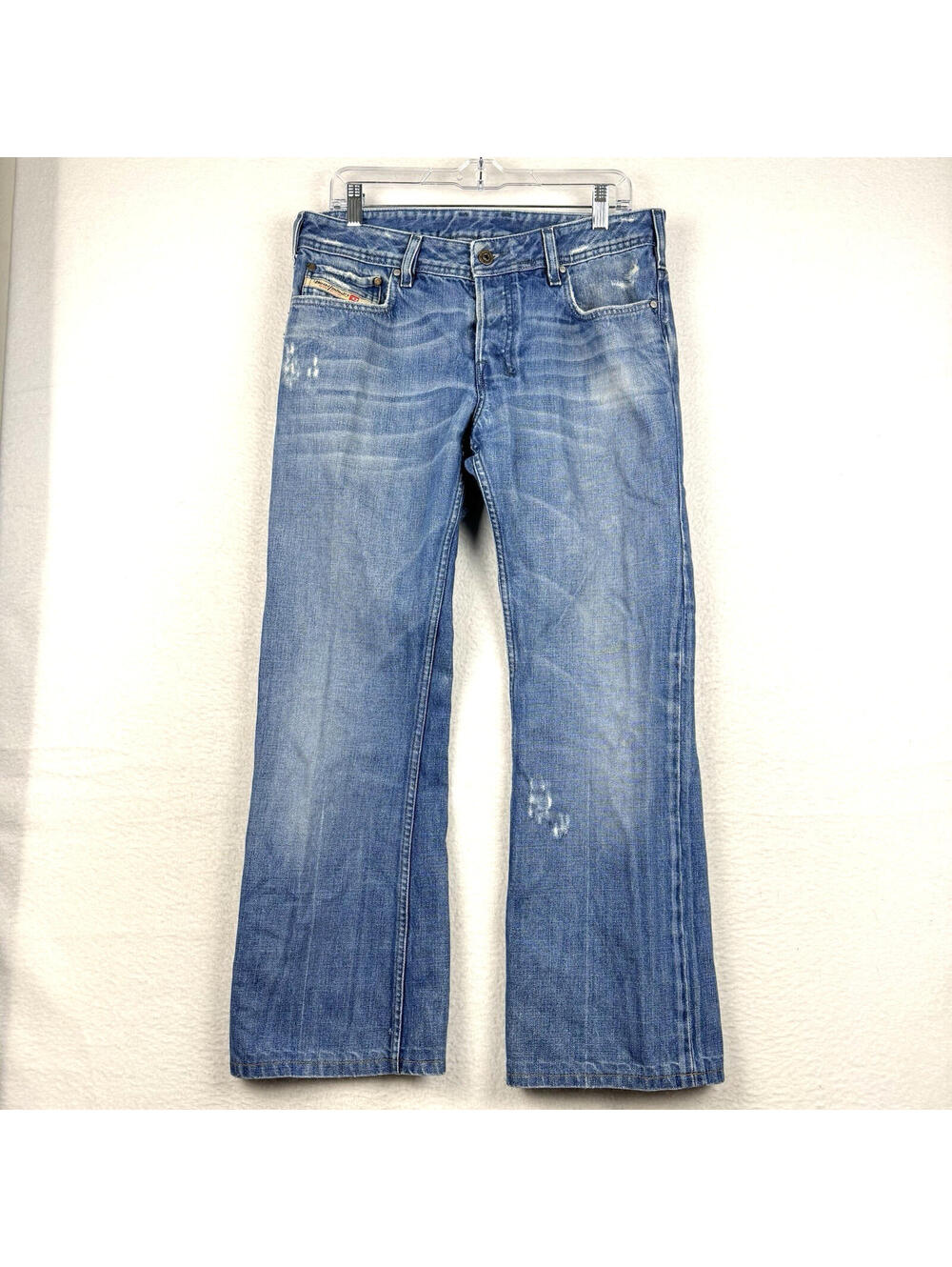 Diesel Zathan Mens 33x29 Hemmed Distressed Boot Cut Denim Jeans Wash 00772 Y2K